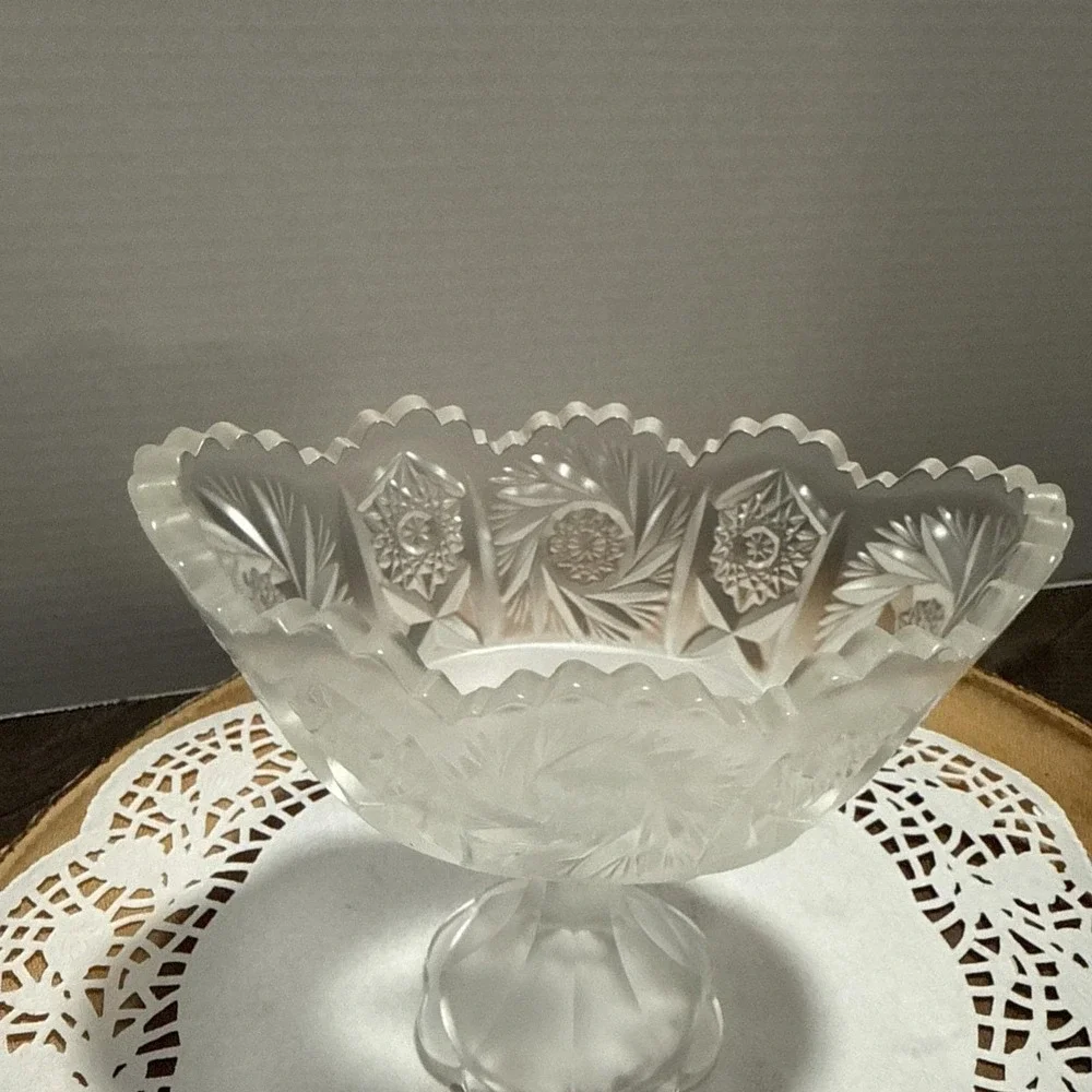 Vintage Fenton Satin Glass Pinwheel Compote Candy Dish Oval Footed Frosted Bowl